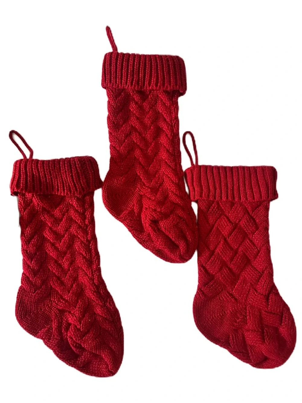 Cable Knit Christmas Stockings Holiday Mantel Decor Rustic Farmhouse Set 5